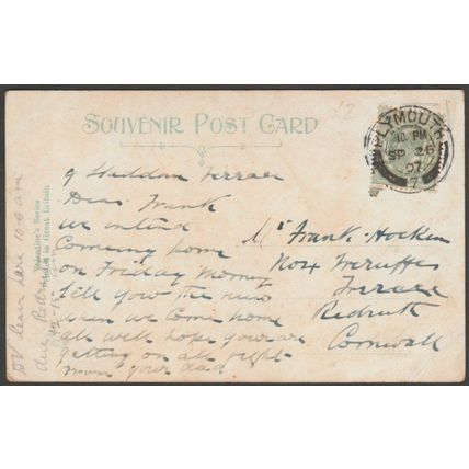 Derry's Clock, Plymouth, Devon, 1907 - Valentine's Postcard
