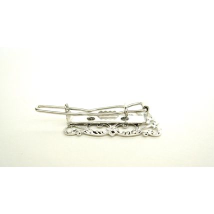 Small silver metal filigree light weight hair pin clip barrette for fine thin