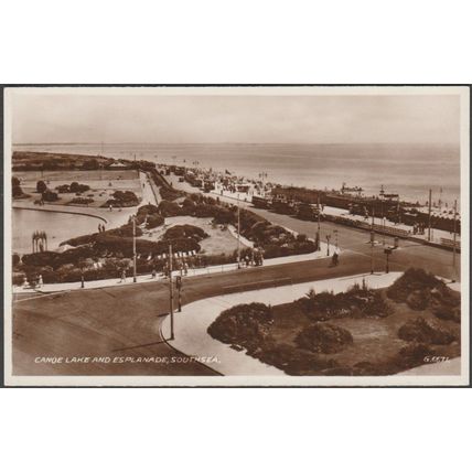 Canoe Lake and Esplanade, Southsea, Hampshire, 1938 - Valentine's RP Postcard