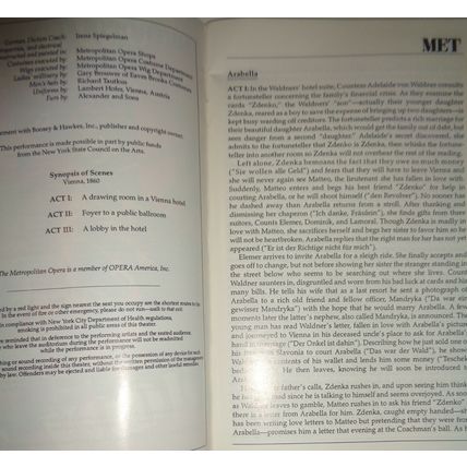ARABELLA - METROPOLITAN OPERA STAGEBILL - OCT 21, 1994 LINCOLN CENTER