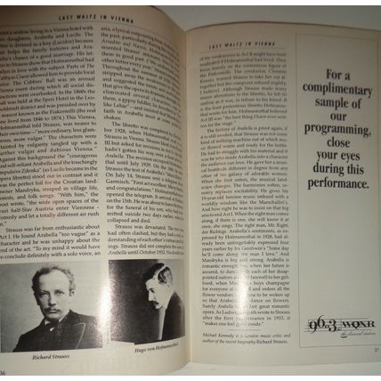 ARABELLA - METROPOLITAN OPERA STAGEBILL - OCT 21, 1994 LINCOLN CENTER