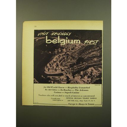 1961 Belgian Tourist Bureau Advertisement - Visit Friendly Belgium First