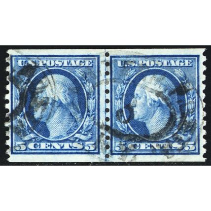 458, Used 5¢ Coil Line Pair - With PFC Certificate - Stuart Katz