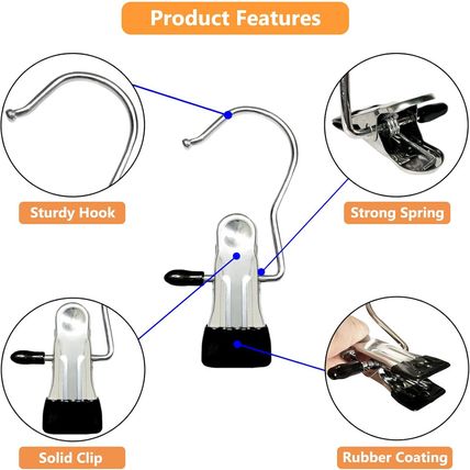 Boot Hangers for Closet, 100 Pack Hanging Clips Hook Clothes Pins for Laundry, H
