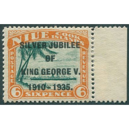 Niue 1935 6d. green & orange Jubilee Narrow 'N' in 'KING' SG71a unused