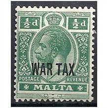 Malta 1917 SG92 1/2d Deep Green WAR TAX Mounted Mint ..