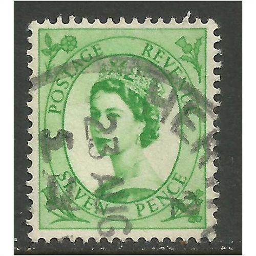 GB 1956 QE2 7d Bright Green wilding Wmk 165 SG 549 .(T969 )