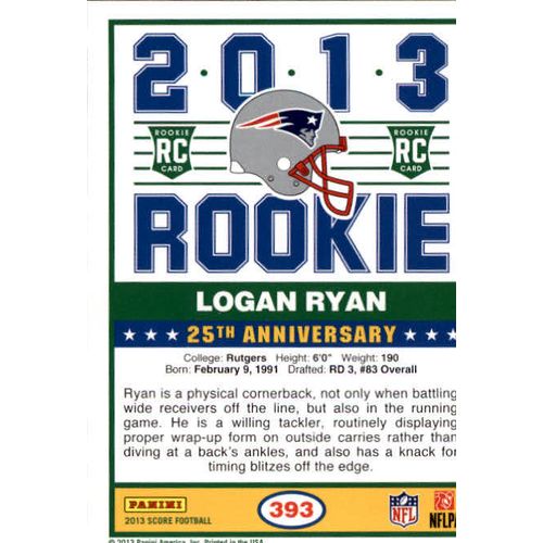 2013 Score Football Logan Ryan ROOKIE
