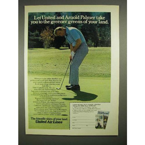 1973 United Air Lines Ad w/ Arnold Palmer