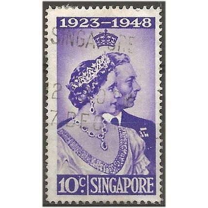 Singapore 1948 SG31 10c Violet Royal Silver Wedding Fine Used . .. .