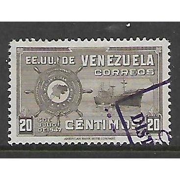 VENEZUELA 1948 COLOMBIA MERCHANT MARINE 20c SEPIA FREIGHTER SG 784 FINE USED#2