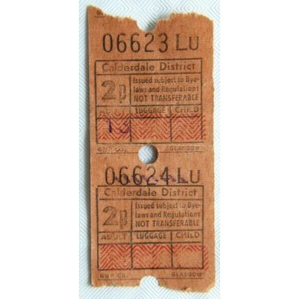 Vintage: Calderdale District 2p bus ticket x 2