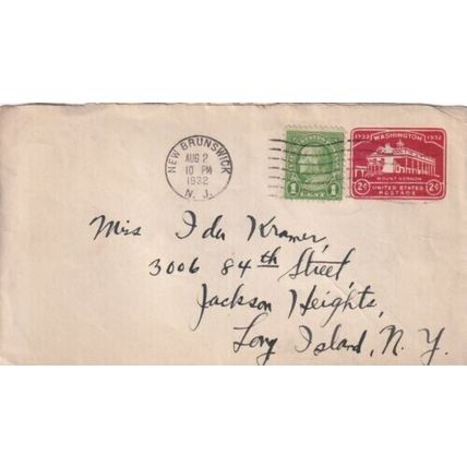 United States 1932 New Brunswick NJ-Long Island NY Cover New Brunswick cancel