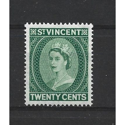 St Vincent.SG196 20c Green.Mounted Mint.Jun24