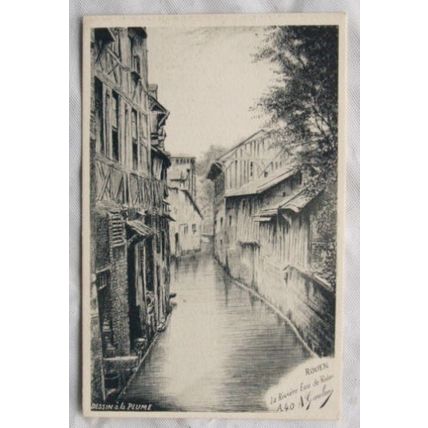 vintage postcard Rouen - La Riviere Eau de Robec