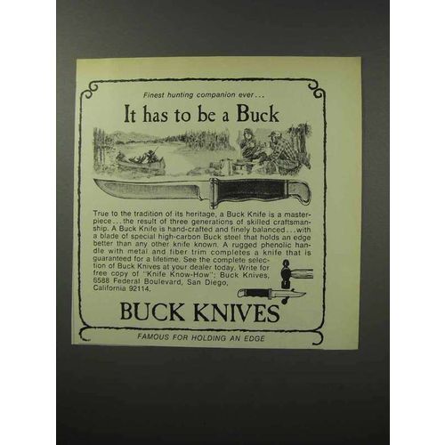 1970 Buck Knives Ad - It Has to Be A Buck