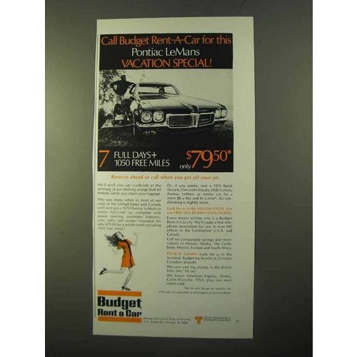 1970 Budget Rent a Car Ad - Pontiac LeMans