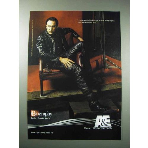 2003 A&E Biography TV Show Ad - Nicolas Cage