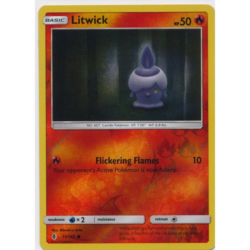 Pokemon Sun & Moon Guardians Rising 11/145 Litwick Rev Holo