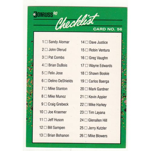 1990 Donruss The Rookies checklist card 56