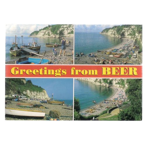 BEER, DEVON multiview.. unused vintage postcard. by Salmon 1990s =