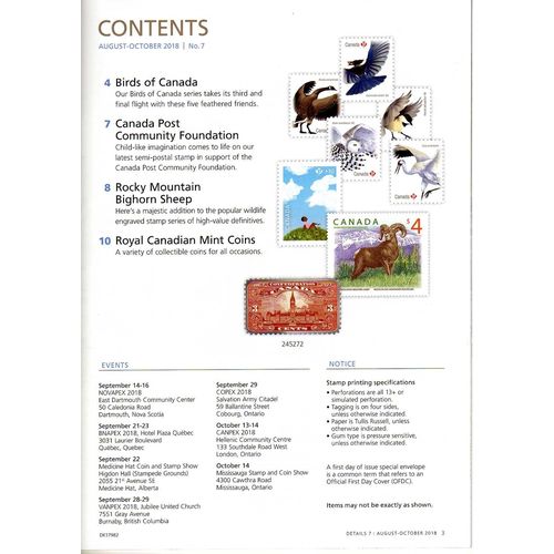 CANADA POST DETAILS BOOKLET: BIRDS, SHEEP, SEMI-POSTAL STAMPS & COINS CATALOGUE