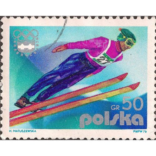 POLAND, OLYMPICS, Innsbruck Ski Jump, blue 1976, 50Gr