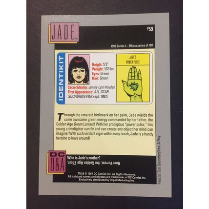 DC Cosmic Cards trading card #59-Jade, excellent condition!