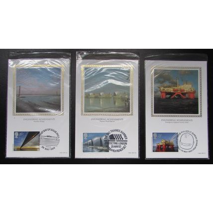 BENHAM PC - ENGINEERING ACHIEVEMENTS SILK POSTCARD SET 1983