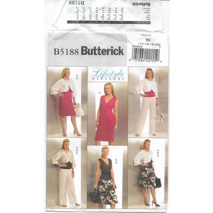 Butterick 5188 Sewing Pattern Misses Jacket Top Dress Skirt Pants Sz 14 16 18 20