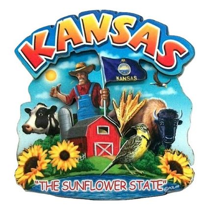 Kansas the Sunflower State Artwood Montage Fridge Magnet
