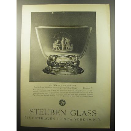 1951 Steuben Glass Advertisement - American Ballad Bowl by Sidney Waugh