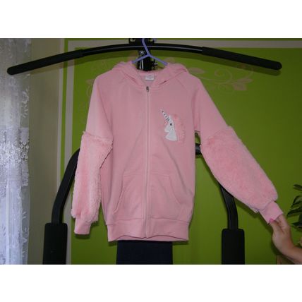 Girls long sleeve hoodies zipped jumper outfits pockets pink powder Unicorn. 269