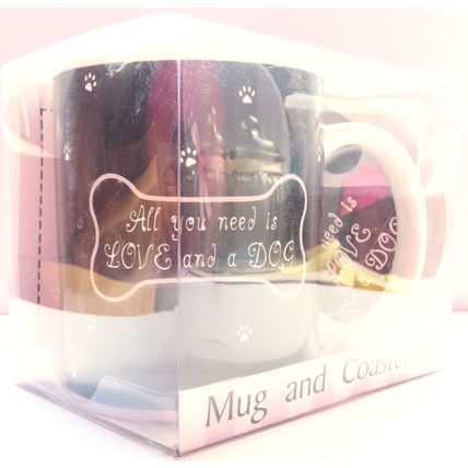 Dog Mug & Coaster Set - All You Need is Love and a Dog 9.5 CM
