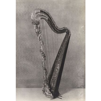 Pedal Harp Vintage Real Photo Postcard