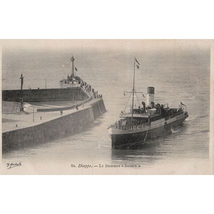 Le Steamer Sussex Dieppe Antique French Ship Postcard