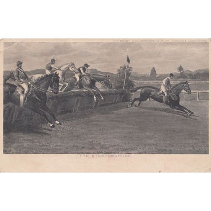 The Steeplechase Antique British Horse Race Racing 1912 Postcard