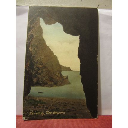 TEA CAVERNS, NEWQUAY, CORNWALL. used antique postcard Hartnall series 1921 pm /