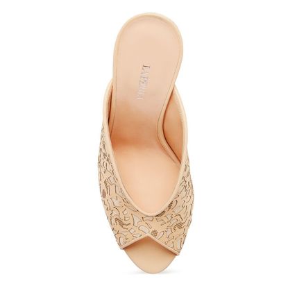 LA PERLA Petal Pink Laser Cut Leather Sabot Mule BNIB