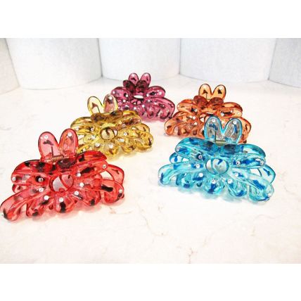 Clear flower hair claw clips with crystals