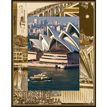 Sydney Australia Laser Engraved Wood Picture Frame Portrait (3 x 5)