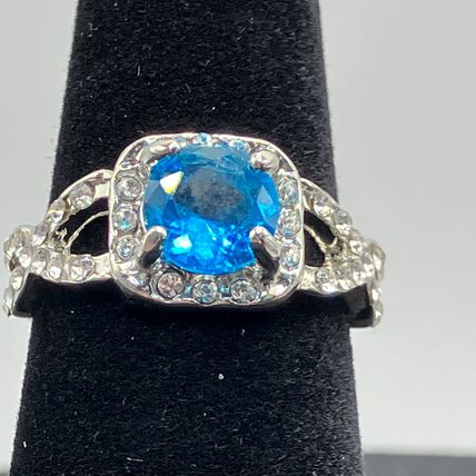Rings Synthetic Gems 2 Ring Set Blue #519