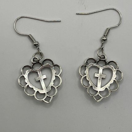 Earrings Hollow Heart Cross Design Elegant Hook #579