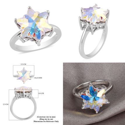 SET Star Stellaris Aurora Ring & Pendant Made With Swarovski AB Crystal 925 Sz P