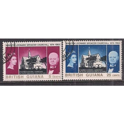 British Guiana 1965 QE2 Set Churchill used SG 374-375 ( C1147 )