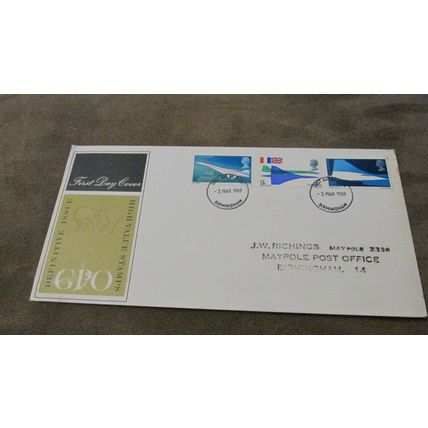 1969 GB FDC Cover - Concorde Supersonic Airliner - Birmingham frank