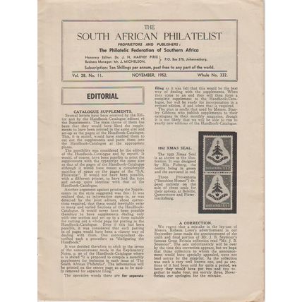 The South African Philatelist November 1952