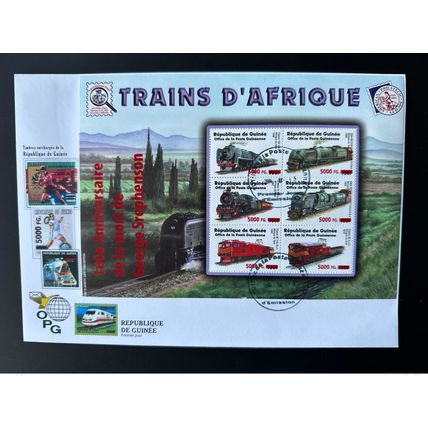 Guinée 2008 Mi. 6253 - 6258 FDC Surchargé Trains Locomotives Mort de Stephenson