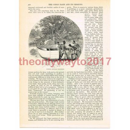 Building Mission Boat 'Plymouth', Congo, Victorian Art, Book Illustration, 1885