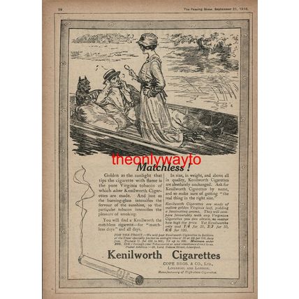 Kenilworth Cigarettes, Matchless, Advertising Book Illustration (Print), 1918